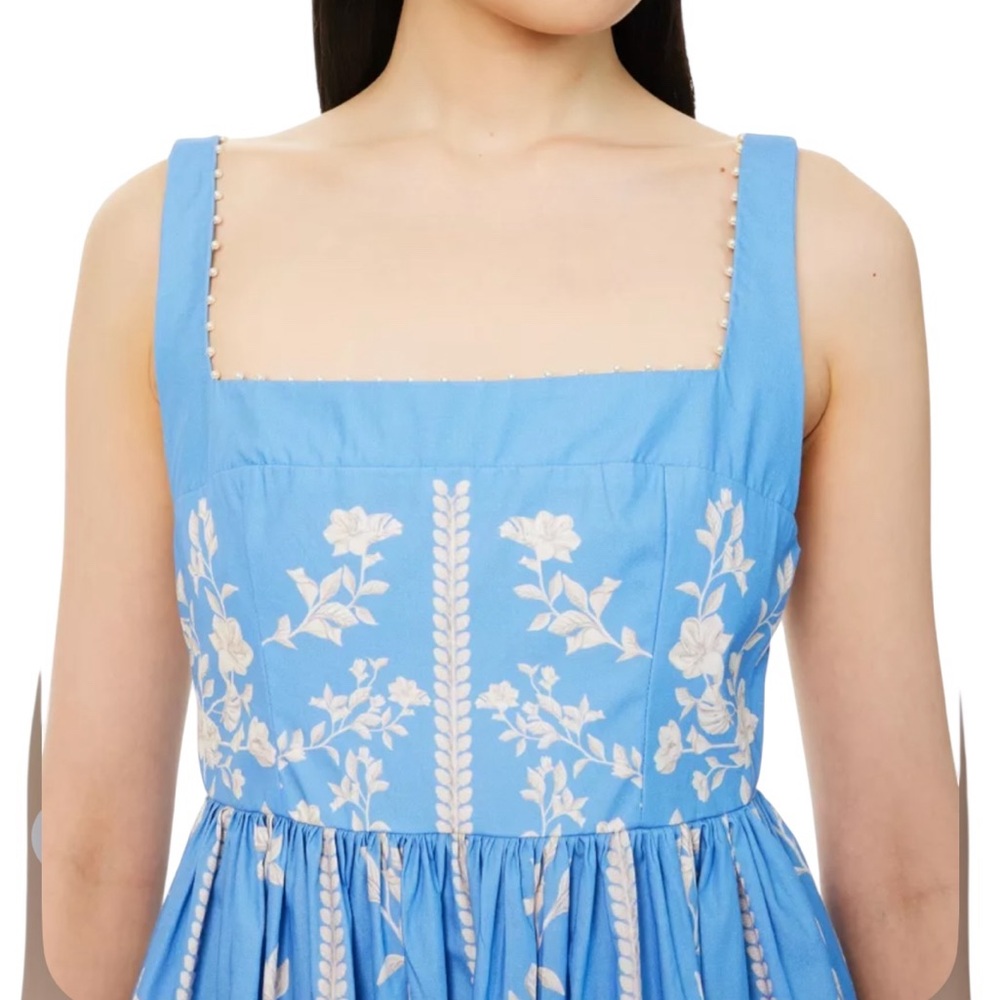 NEW AGUA x AGUA BENDITA Barbara Madera Midi Dress. Blue. XS. NWT - Picture 6 of 11
